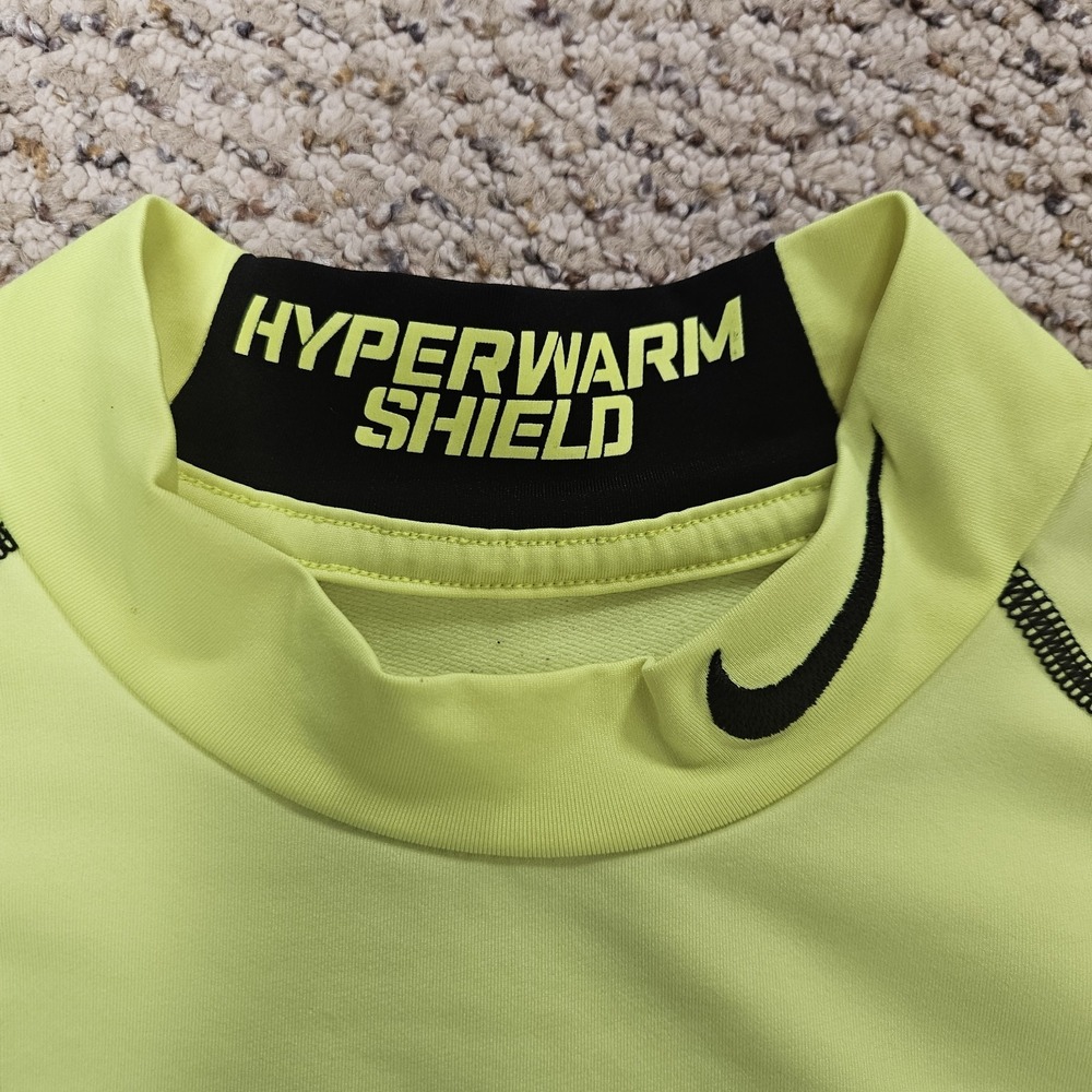 Nike Pro Small Combat Hyperwarm Baselayer Shirt Fitted Dri Fit Yellow - Picture 3 of 6